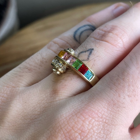Vintage Deadstock 18KT Gold Filled Ring with Natural Tourmaline & Quartz Crystal - Picture 3 of 8